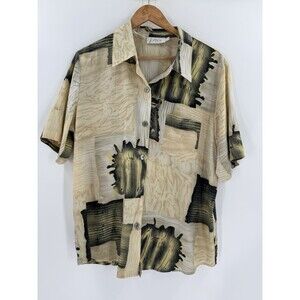 Vintage Women's Kathy Che Size 16  Button Up Colorful Top Blouse EUC